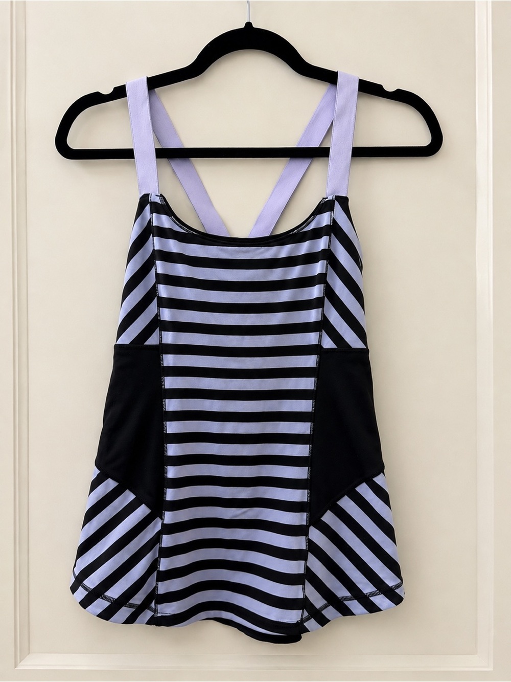 lululemon athletica Black and Lavender Striped Tank Top